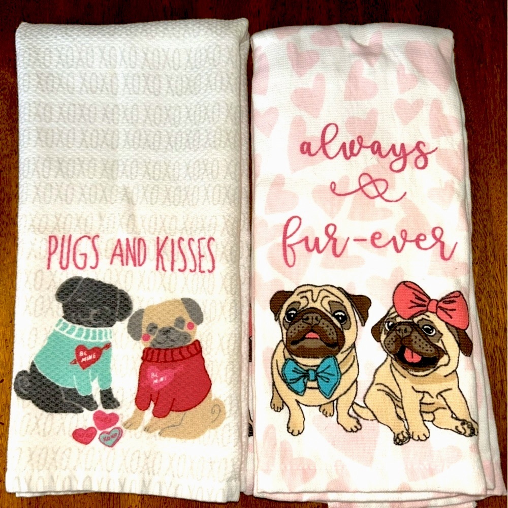 Pug Love Dogs Towel Bundle SET Isaac Mizrahi + Kassafina NEW NEW
